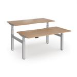 Elev8 Luxe Sit-Stand Back-To-Back Desks 1600mm x 800mm - Silver Frame / Beech Top