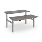Elev8 Luxe Sit-Stand Back-To-Back Desks 1600mm x 800mm - Silver Frame / Grey Oak Top