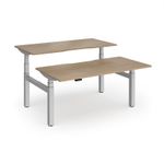 Elev8 Luxe Sit-Stand Back-To-Back Desks 1600mm x 800mm - Silver Frame / Kendal Oak Top