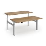 Elev8 Luxe Sit-Stand Back-To-Back Desks 1600mm x 800mm - Silver Frame / Oak Top