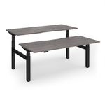 Elev8 Luxe Sit-Stand Back-To-Back Desks 1800mm x 800mm - Black Frame / Grey Oak Top