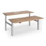 Elev8 Luxe Sit-Stand Back-To-Back Desks 1800mm x 800mm - Silver Frame / Beech Top
