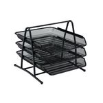 5 Star Mesh Letter Tray 3 Tier Scratch Resistant Stackable Front Load Portrait Foolscap Black 288102