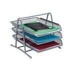 5 Star Mesh Letter Tray 3 Tier Stackable Front Load Portrait Foolscap Silver 288110