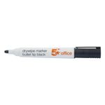 5 Star Drywipe Marker Bullet Tip Xylene/Toluene-free 3mm Line Black (Pack of 12) 296123