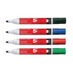 5 Star Drywipe Marker Bullet Tip Xylene/Toluene-free 3mm Line Wallet Assorted (Pack of 4) 555575