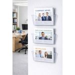 5 Star Wall Pocket Literature Holder with Wall Fixings A4 Landscape Crystal FS677401