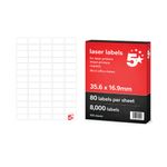 5 Star A4 Mini Sheet Labels 35.6x16.9mm White Pack of 8000 FS679505
