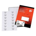 5 Star Multipurpose Labels Laser Copier Inkjet 105x42mm White (Pack of 1400) 903857