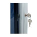 5 Star Glazed Noticeboard with Swing Door Locking Aluminium Frame Blue Felt 900x600mm 937637