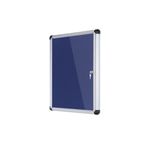 5 Star Glazed Noticeboard with Swing Door Locking Aluminium Frame Blue Felt 900x1200mm 937645