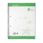 5 Star Recycled Spiral Notebook Ruled Margin Perforated 100 Page A4+ Green/White (Pack of 10) 938276