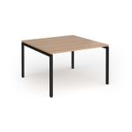 Connex Goal-Post 1200 x 1200 x 725mm Back to Back Desk (2 x 1200mm) - Black Frame / Beech Top