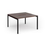Connex Goal-Post 1200 x 1200 x 725mm Back to Back Desk (2 x 1200mm) - Black Frame / Walnut Top