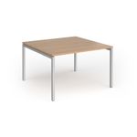 Connex Goal-Post 1200 x 1200 x 725mm Back to Back Desk (2 x 1200mm) - Silver Frame / Beech Top