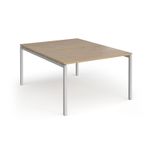 Connex Goal-Post 1200 x 1600 x 725mm Back to Back Desk (2 x 1200mm) - Silver Frame / Kendal Oak Top