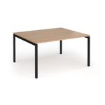 Connex Goal-Post 1400 x 1200 x 725mm Back to Back Desk (2 x 1400mm) - Black Frame / Beech Top