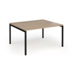 Connex Goal-Post 1400 x 1200 x 725mm Back to Back Desk (2 x 1400mm) - Black Frame / Kendal Oak Top