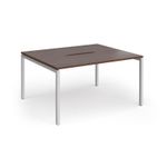 Connex Goal-Post 1400 x 1200 x 725mm Back to Back Desk (2 x 1400mm) - Silver Frame / Walnut Top