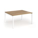 Connex Goal-Post 1400 x 1200 x 725mm Back to Back Desk (2 x 1400mm) - White Frame / Oak Top