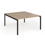 Connex Goal-Post 1400 x 1600 x 725mm Back to Back Desk (2 x 1400mm) - Black Frame / Kendal Oak Top