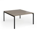 Connex Goal-Post 1400 x 1600 x 725mm Back to Back Desk (2 x 1400mm) - Black Frame / Nebraska Oak Top