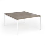 Connex Goal-Post 1400 x 1600 x 725mm Back to Back Desk (2 x 1400mm) - White Frame / Nebraska Oak Top