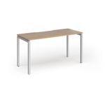 Connex Goal-Post 1400 x 600 x 725mm Single Desk - Silver Frame / Kendal Oak Top