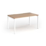 Connex Goal-Post 1400 x 800 x 725mm Single Desk - White Frame / Beech Top
