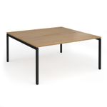 Connex Goal-Post 1600 x 1600 x 725mm Back to Back Desk (2 x 1600mm) - Black Frame / Oak Top