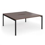Connex Goal-Post 1600 x 1600 x 725mm Back to Back Desk (2 x 1600mm) - Black Frame / Walnut Top