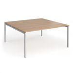 Connex Goal-Post 1600 x 1600 x 725mm Back to Back Desk (2 x 1600mm) - Silver Frame / Beech Top