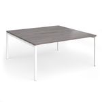 Connex Goal-Post 1600 x 1600 x 725mm Back to Back Desk (2 x 1600mm) - White Frame / Grey Oak Top
