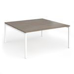 Connex Goal-Post 1600 x 1600 x 725mm Back to Back Desk (2 x 1600mm) - White Frame / Nebraska Oak Top