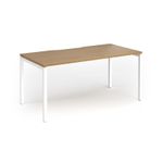 Connex Goal-Post 1600 x 800 x 725mm Single Desk - White Frame / Oak Top