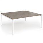 Connex Goal-Post 1800 x 1600 x 725mm Back to Back Desk (2 x 1800mm) - White Frame / Nebraska Oak Top