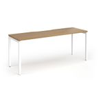 Connex Goal-Post 1800 x 600 x 725mm Single Desk - White Frame / Oak Top