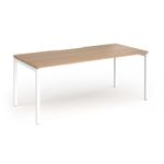 Connex Goal-Post 1800 x 800 x 725mm Single Desk - White Frame / Beech Top