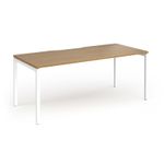 Connex Goal-Post 1800 x 800 x 725mm Single Desk - White Frame / Oak Top