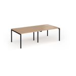 Connex Goal-Post 2400 x 1200 x 725mm Back to Back Desk (4 x 1200mm) - Black Frame / Beech Top