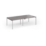 Connex Goal-Post 2400 x 1200 x 725mm Back to Back Desk (4 x 1200mm) - Silver Frame / Grey Oak Top