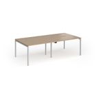 Connex Goal-Post 2400 x 1200 x 725mm Back to Back Desk (4 x 1200mm) - Silver Frame / Kendal Oak Top