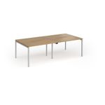 Connex Goal-Post 2400 x 1200 x 725mm Back to Back Desk (4 x 1200mm) - Silver Frame / Oak Top