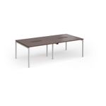 Connex Goal-Post 2400 x 1200 x 725mm Back to Back Desk (4 x 1200mm) - Silver Frame / Walnut Top