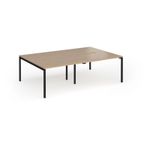 Connex Goal-Post 2400 x 1600 x 725mm Back to Back Desk (4 x 1200mm) - Black Frame / Kendal Oak Top