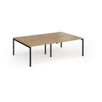 Connex Goal-Post 2400 x 1600 x 725mm Back to Back Desk (4 x 1200mm) - Black Frame / Oak Top