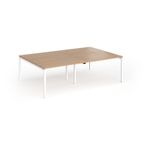 Connex Goal-Post 2400 x 1600 x 725mm Back to Back Desk (4 x 1200mm) - White Frame / Beech Top