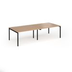 Connex Goal-Post 2800 x 1200 x 725mm Back to Back Desk (4 x 1400mm) - Black Frame / Beech Top