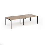Connex Goal-Post 2800 x 1200 x 725mm Back to Back Desk (4 x 1400mm) - Black Frame / Kendal Oak Top
