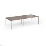 Connex Goal-Post 2800 x 1200 x 725mm Back to Back Desk (4 x 1400mm) - Silver Frame / Nebraska Oak Top